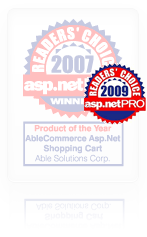 Ecommerce outsource solution and ecommerce help for Ablecommerce as the product of the year for ASP.net PCI compliant ecommerce cart