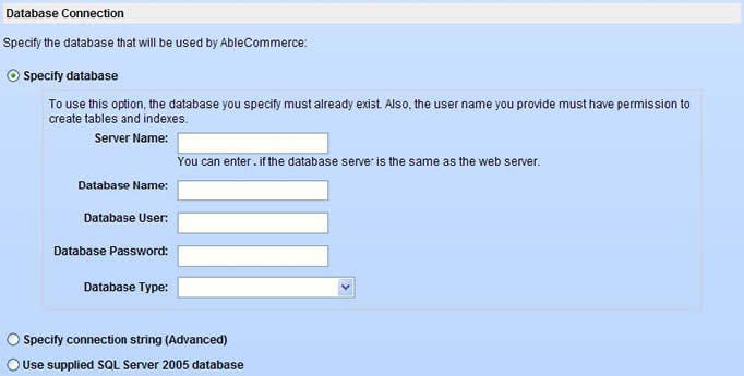 Specify Database Connection